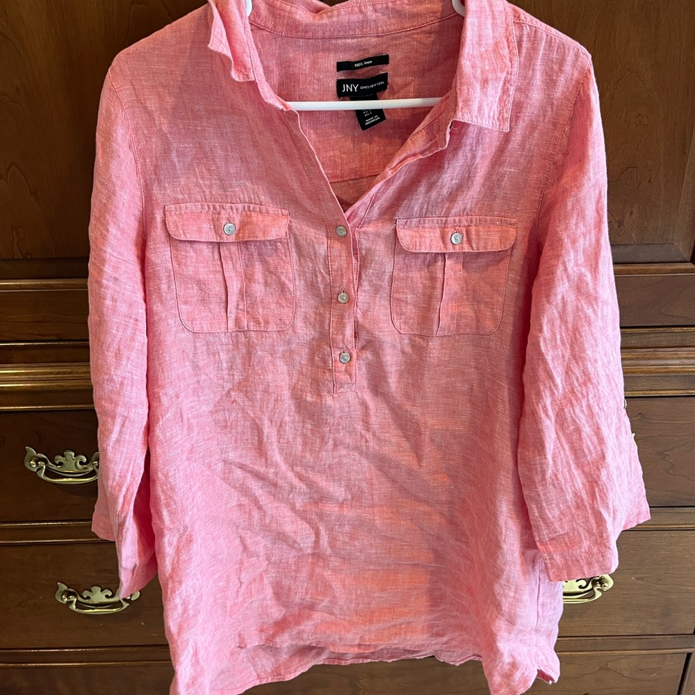 JNY Pink Button-Up Blouse